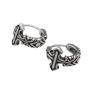 Stainless Steel Hoop Earrings Antique Silver, approx 15-16mm [SSB3972]