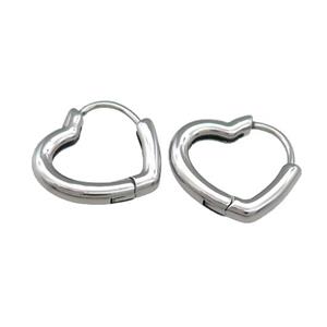 Stainless Steel Hoop Earrings Heart Antique Silver, approx 17mm [SSB3975]