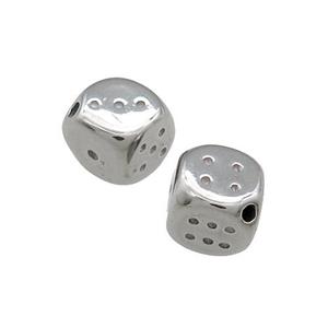 Raw Stainless Steel Dice Beads Cube, approx 9-10mm [SSB3995]