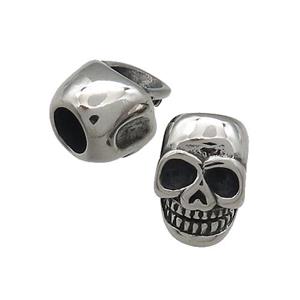 Stainless Steel Skull Beads Large Hole Antique Silver, approx 10-15mm, 5mm hole [SSB3998]