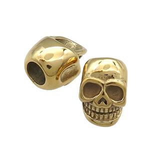 Stainless Steel Skull Beads Large Hole Gold Plated, approx 10-15mm, 5mm hole [SSB3999]