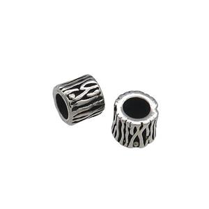 Stainless Steel Column Beads Tube Large Hole Antique Silver, approx 6-6.5mm, 4mm hole [SSB4002]
