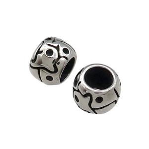 Stainless Steel Rondelle Beads Large Hole Antique Silver, approx 10mm, 6mm hole [SSB4007]
