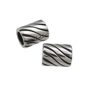 Stainless Steel Tube Beads Column Large Hole Antique Silver, approx 9-12mm, 6mm hole [SSB4008]