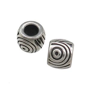Stainless Steel Barrel Beads Large Hole Antique Silver, approx 12mm, 6mm hole [SSB4010]