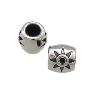 Stainless Steel Barrel Beads Large Hole Antique Silver, approx 9mm, 5mm hole [SSB4011]