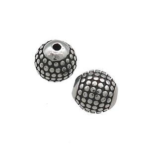 Stainless Steel Round Beads Large Hole Antique Silver, approx 8mm [SSB4012]