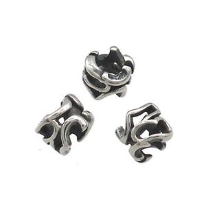 Stainless Steel Rondelle Beads Hollow Large Hole Antique Silver, approx 7mm, 3mm hole [SSB4019]