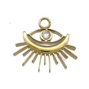 Stainless Steel Eye Pendant Pave Rhinestone Gold Plated, approx 16-19mm [SSB4030]