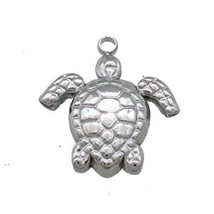 Raw Stainless Steel Tortoise Pendant, approx 16mm [SSB4033]
