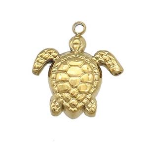 Stainless Steel Tortoise Pendant Gold Plated, approx 16mm [SSB4034]