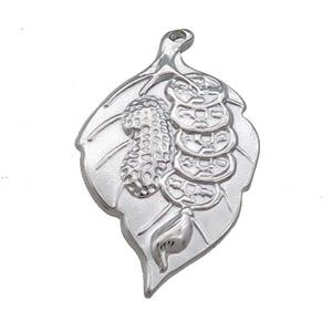 Raw Stainless Steel Leaf Charms Pendant Peanut, approx 15-23mm [SSB4043]