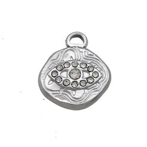 Raw Stainless Steel Eye Charms Pendant Pave Rhinestone, approx 12.5mm [SSB4046]