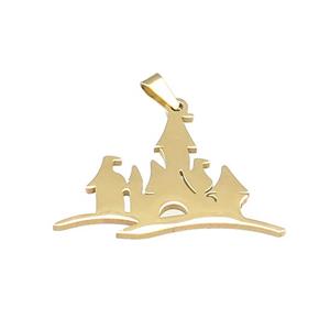 Stainless Steel Pendant Halloween Haunted House Charms Gold Plated, approx 20-32mm [SSB4053]
