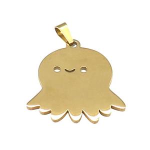 Stainless Steel Halloween Ghost Charms Pendant Gold Plated, approx 25mm [SSB4057]