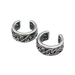 Stainless Steel Clip Earrings Antique Silver, approx 13-15mm [SSB4070]