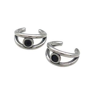 Stainless Steel Clip Earrings Pave Rhinestone Antique Silver, approx 13-15mm [SSB4075]