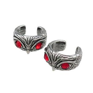 Stainless Steel Clip Earrings Pave Rhinestone Eagle Antique Silver, approx 13-15mm [SSB4076]