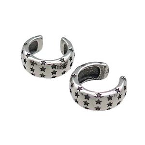 Stainless Steel Clip Earrings Cuff Star Antique Silver, approx 13-15mm [SSB4077]