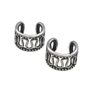 Stainless Steel Clip Earrings Antique Silver, approx 13-15mm [SSB4079]