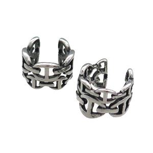 Stainless Steel Clip Earrings Antique Silver, approx 13-15mm [SSB4080]