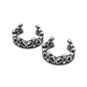 Stainless Steel Clip Earrings Antique Silver, approx 13-15mm [SSB4083]