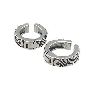 Stainless Steel Clip Earrings Antique Silver, approx 13-15mm [SSB4084]