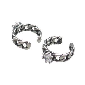 Stainless Steel Clip Earrings Pave Rhinestone Antique Silver, approx 13-15mm [SSB4087]