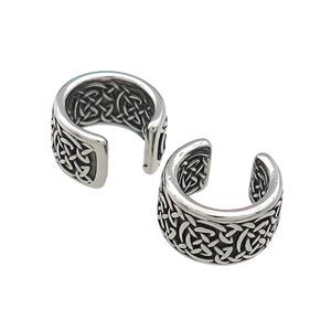 Stainless Steel Clip Earrings Antique Silver, approx 13-15mm [SSB4091]