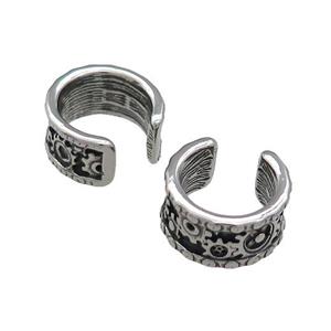 Stainless Steel Clip Earrings Antique Silver, approx 13-15mm [SSB4094]