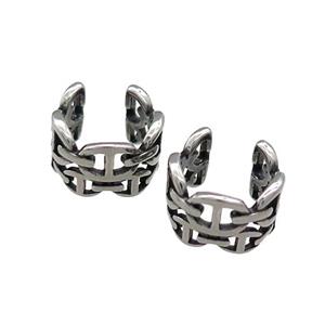Stainless Steel Clip Earrings Antique Silver, approx 13-15mm [SSB4102]