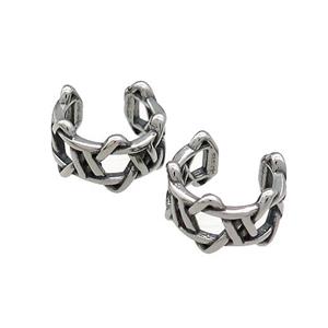 Stainless Steel Clip Earrings Antique Silver, approx 13-15mm [SSB4104]