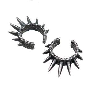Stainless Steel Clip Earrings Spike Antique Silver, approx 13-15mm [SSB4107]