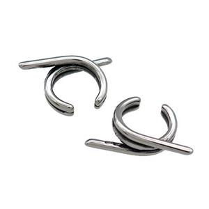 Stainless Steel Clip Earrings Antique Silver, approx 13-15mm [SSB4108]