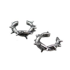 Stainless Steel Clip Earrings Spike Antique Silver, approx 13-15mm [SSB4113]