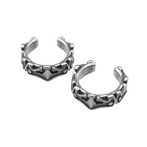 Stainless Steel Clip Earrings Antique Silver, approx 13-15mm [SSB4114]