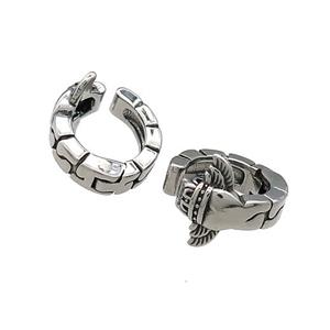 Stainless Steel Clip Earrings Antique Silver, approx 13-15mm [SSB4117]
