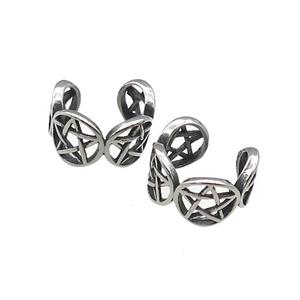 Stainless Steel Clip Earrings Antique Silver, approx 13-15mm [SSB4118]
