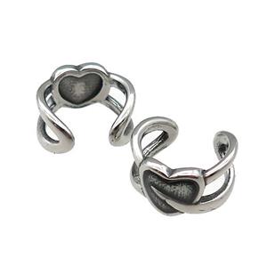Stainless Steel Clip Earrings Heart Antique Silver, approx 13-15mm [SSB4122]