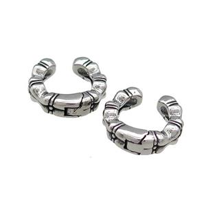 Stainless Steel Clip Earrings Antique Silver, approx 13-15mm [SSB4123]