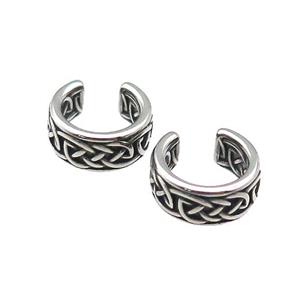Stainless Steel Clip Earrings Antique Silver, approx 13-15mm [SSB4125]