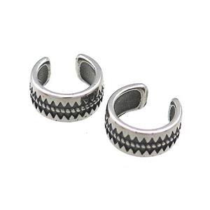 Stainless Steel Clip Earrings Antique Silver, approx 13-15mm [SSB4126]
