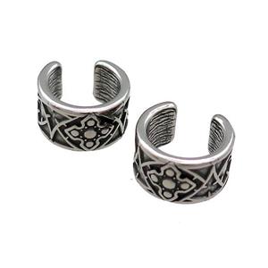 Stainless Steel Clip Earrings Antique Silver, approx 13-15mm [SSB4127]