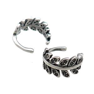 Stainless Steel Clip Earrings Leaf Antique Silver, approx 13-15mm [SSB4131]
