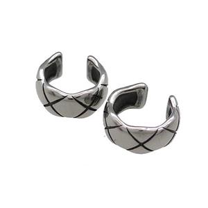 Stainless Steel Clip Earrings Snakeskin Antique Silver, approx 13-15mm [SSB4133]