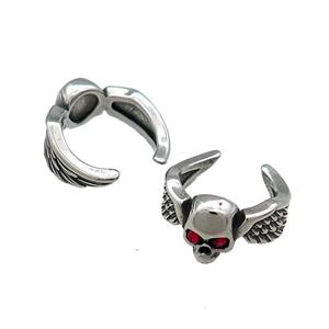 Stainless Steel Clip Earrings Skull Antique Silver, approx 13-15mm [SSB4134]