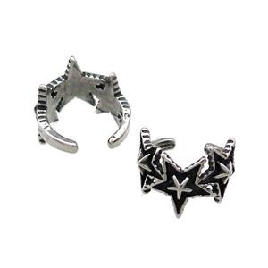 Stainless Steel Clip Earrings Star Antique Silver, approx 13-15mm [SSB4137]