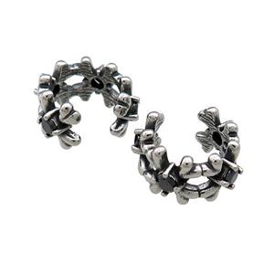 Stainless Steel Clip Earrings Pave Rhinestone Antique Silver, approx 13-15mm [SSB4139]