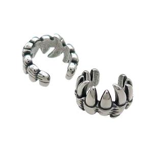 Stainless Steel Clip Earrings Claw Antique Silver, approx 13-15mm [SSB4140]