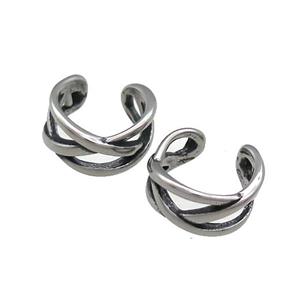 Stainless Steel Clip Earrings Antique Silver, approx 13-15mm [SSB4141]